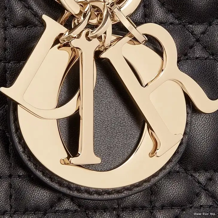 Dior Factory Outlet Cannage Medium Bag D-Joy Lady Black Lambskin 0503